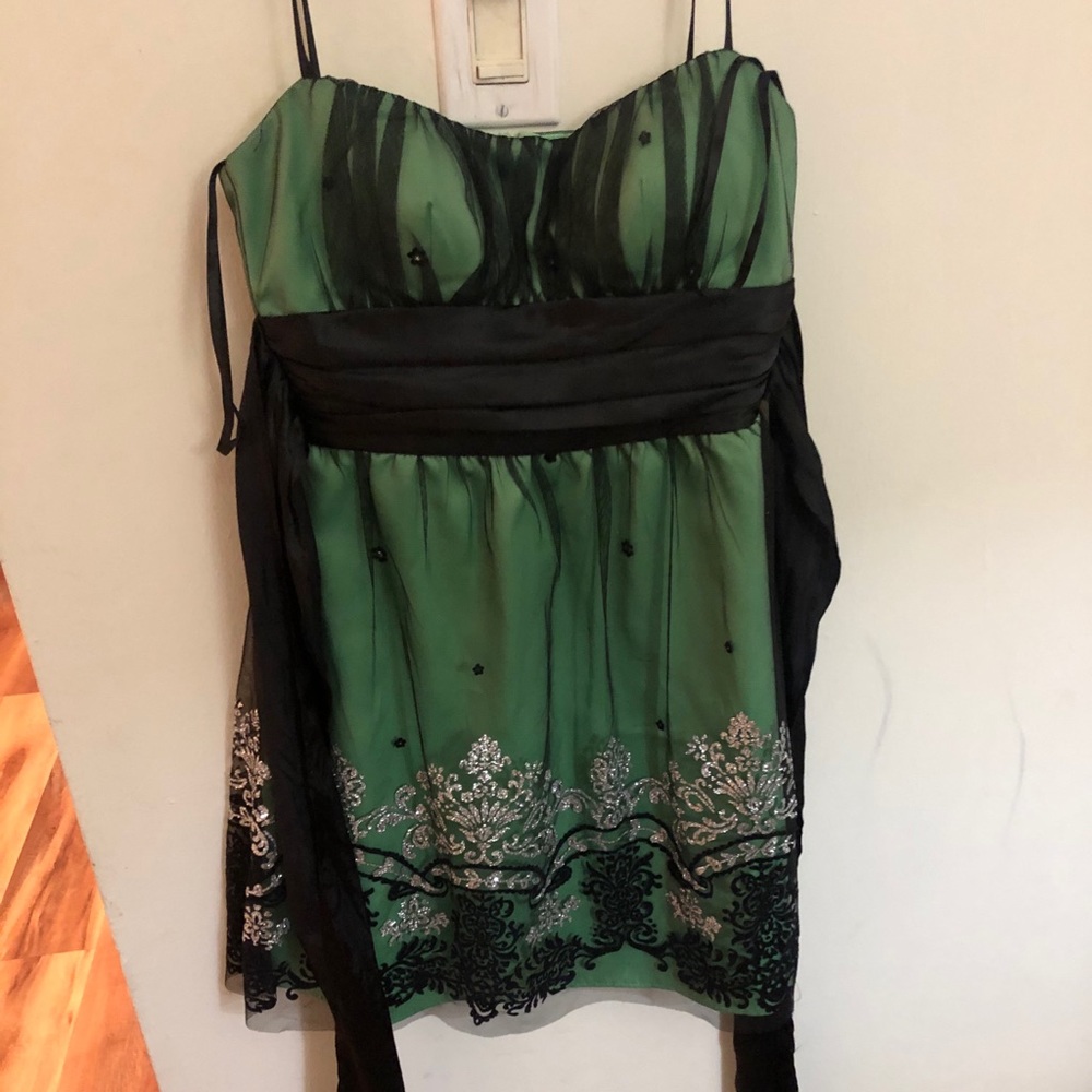 Green sparkling dress